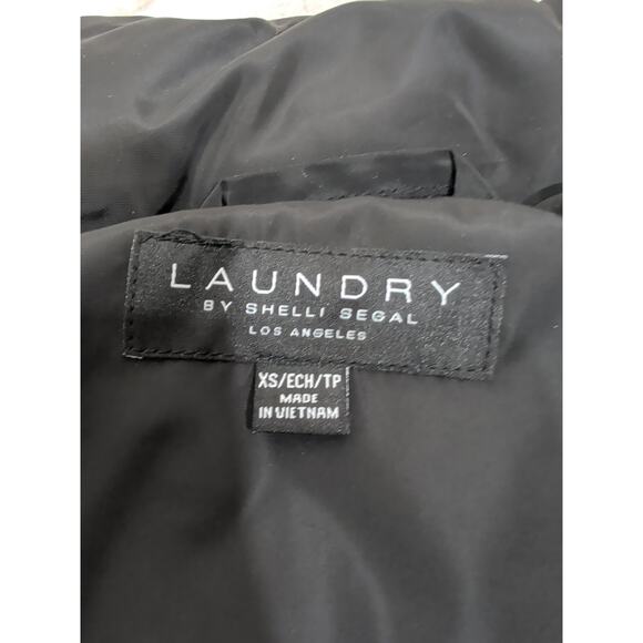 Laundry by Shelli Segal Black Faux Fur Trim Puffer Coat XS NWT - Picture 8 of 12